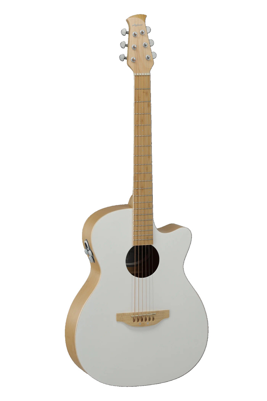 Ovation Applause Jump OM Cutway Electric Blank Canvas Satin White (AEO-69-6PS) | Musician Madness