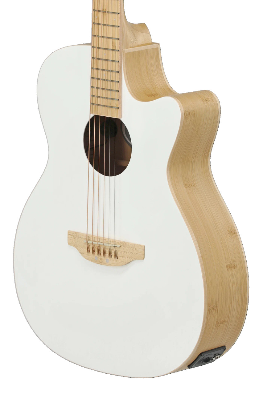 Ovation Applause Jump OM Cutaway Electric Blank Canvas Satin White (AEO-96-6PS) | Musician Madness