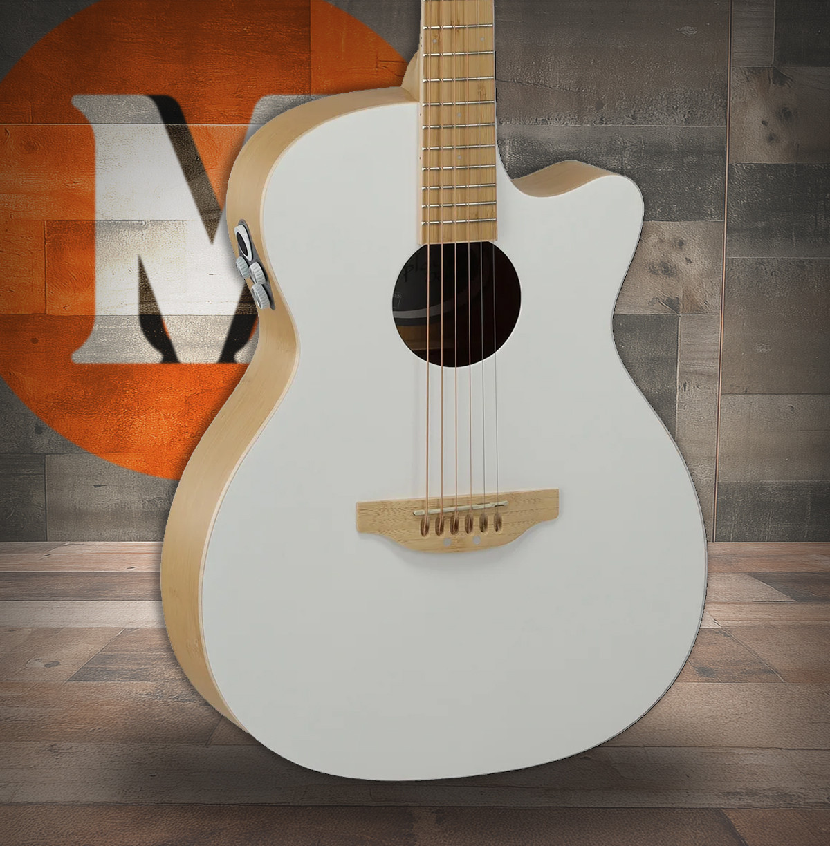 Ovation Applause Jump OM Cutway Electric Blank Canvas Satin White (AEO-69-6PS)