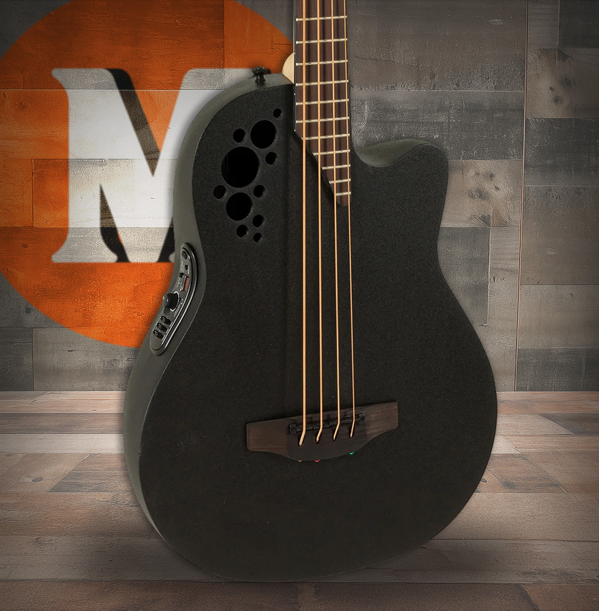 Ovation Pro Series Elite TX E-Acoustic Bass B778TX-5, Black Textured (B778TX-5-G)