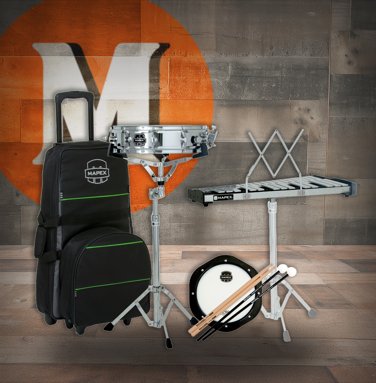 Mapex Combo 14" Snare And 2.5 Octave Bell Kit In Roller Bag (MCK1432DP)