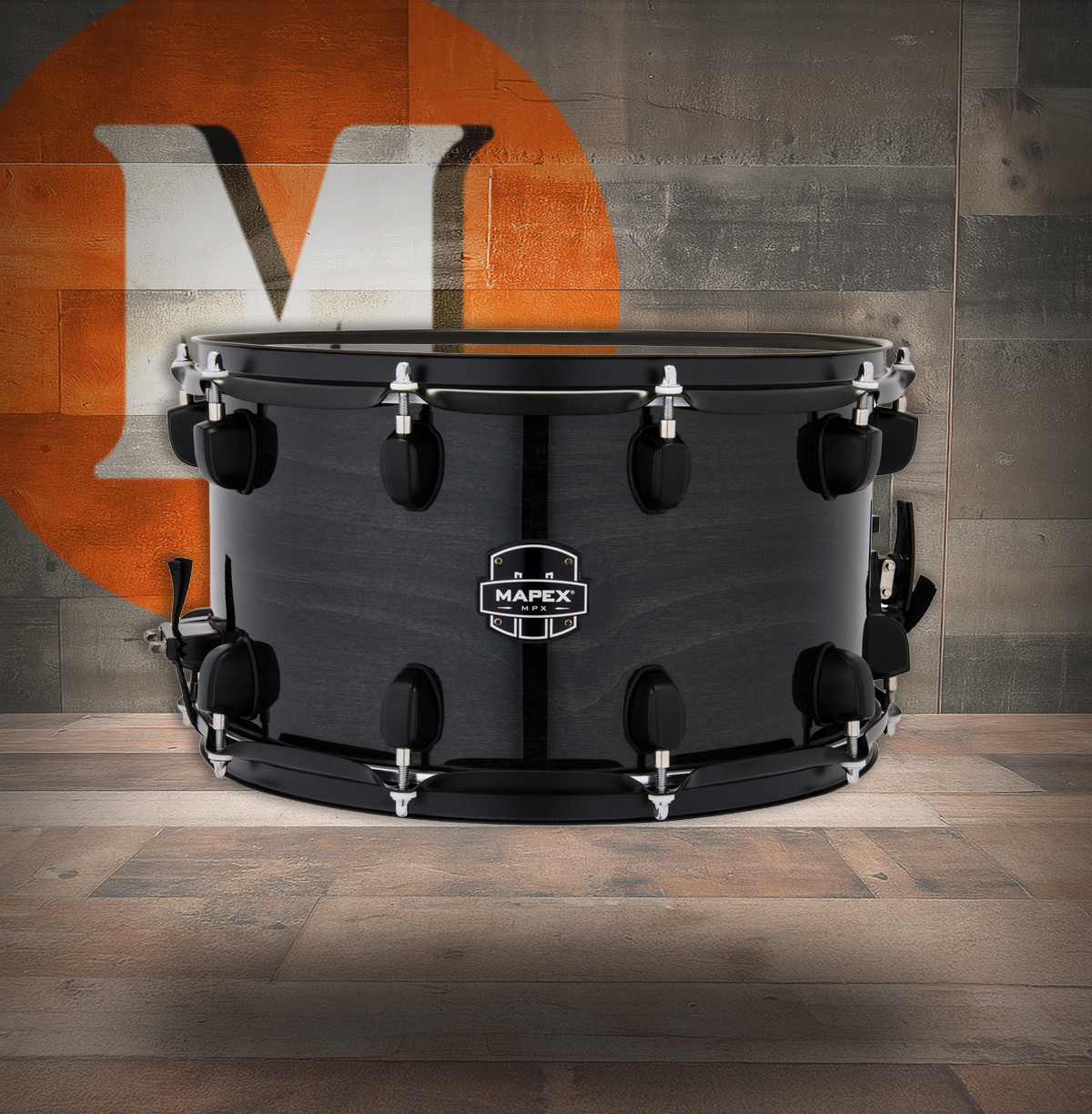 Mapex Mpx 14  In. x8 In. Maple/Poplar Hybrid Shell Snare Drum Trans Midnight Black (MPNMP4800BMB) | Musician Madness