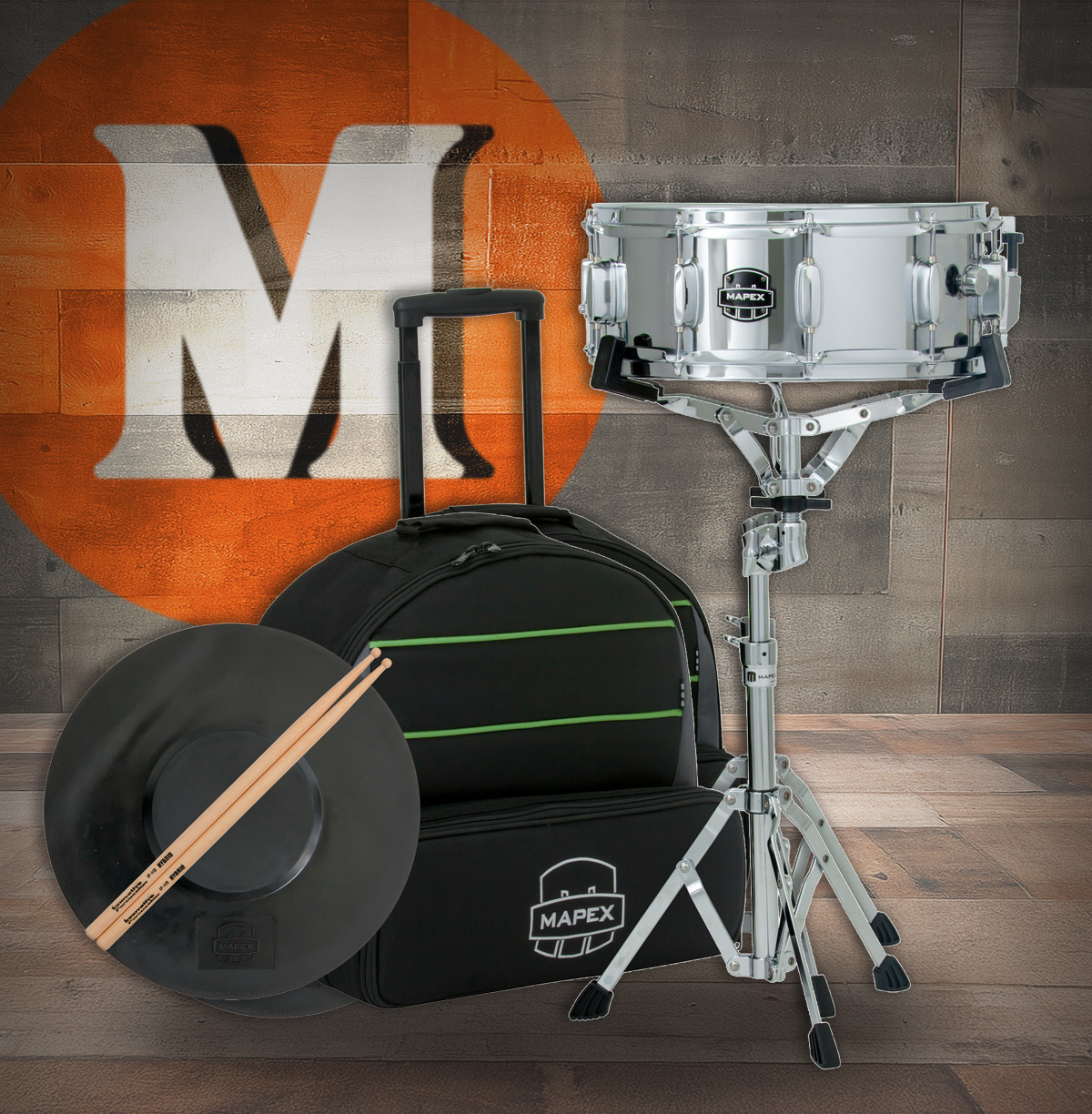 Mapex Backpack Snare Drum Kit 14" Snare In Roller Bag (MSK14D)