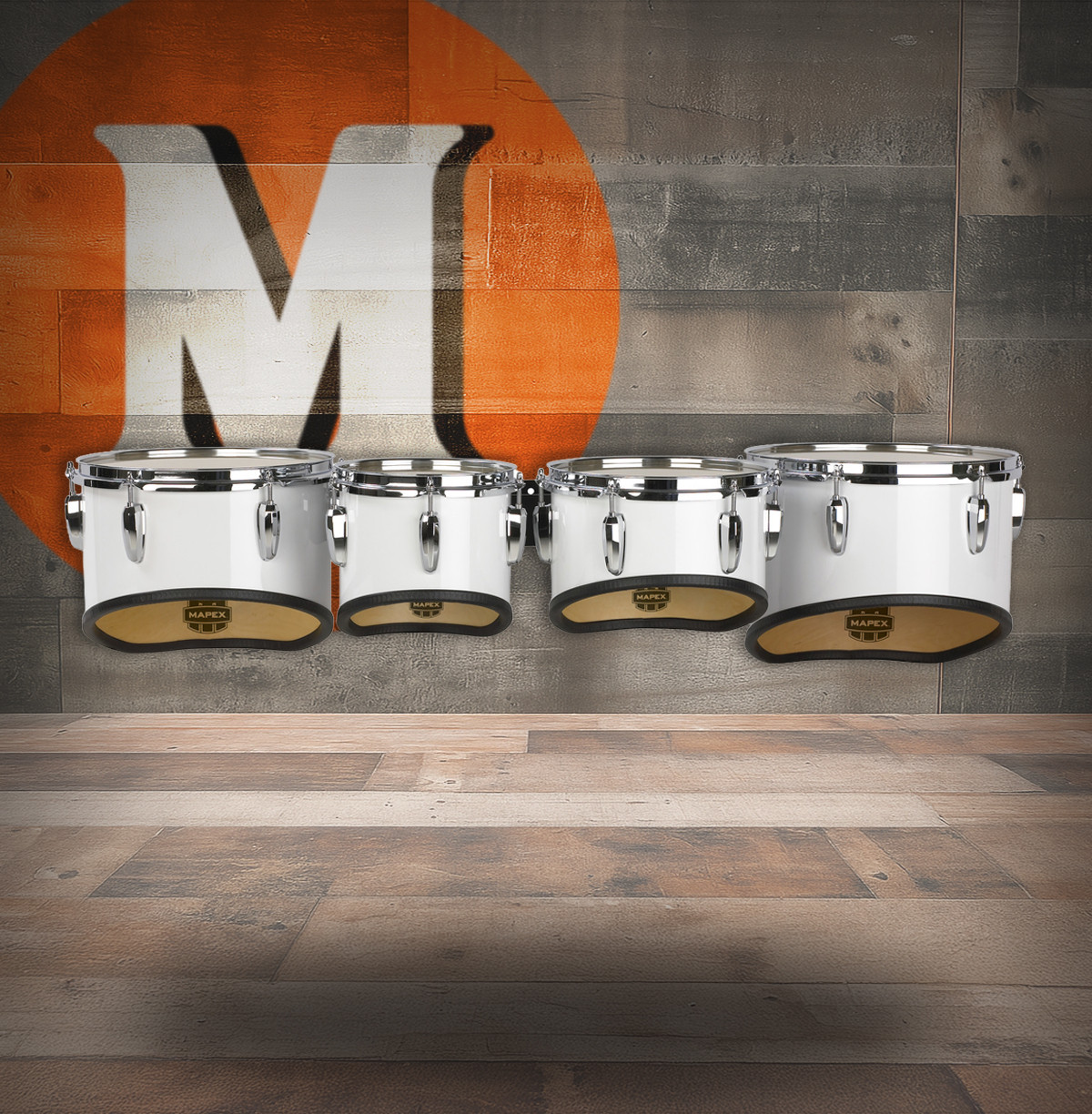 Mapex Qualifier 6"X8", 8"X8", 10"X8",12"X10", 13"X11" Marching Tom Set Gloss White (QLT8023CCSW)
