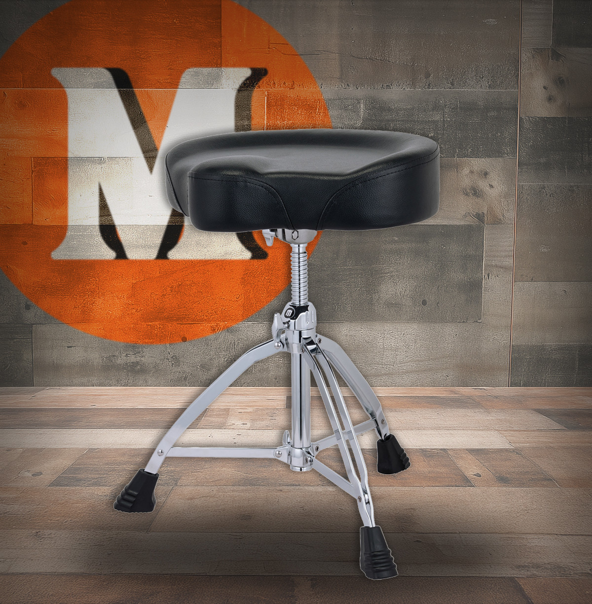 Mapex T855 Double Braced 3-Leg Blk Leather Saddle Cushion Throne (T855)