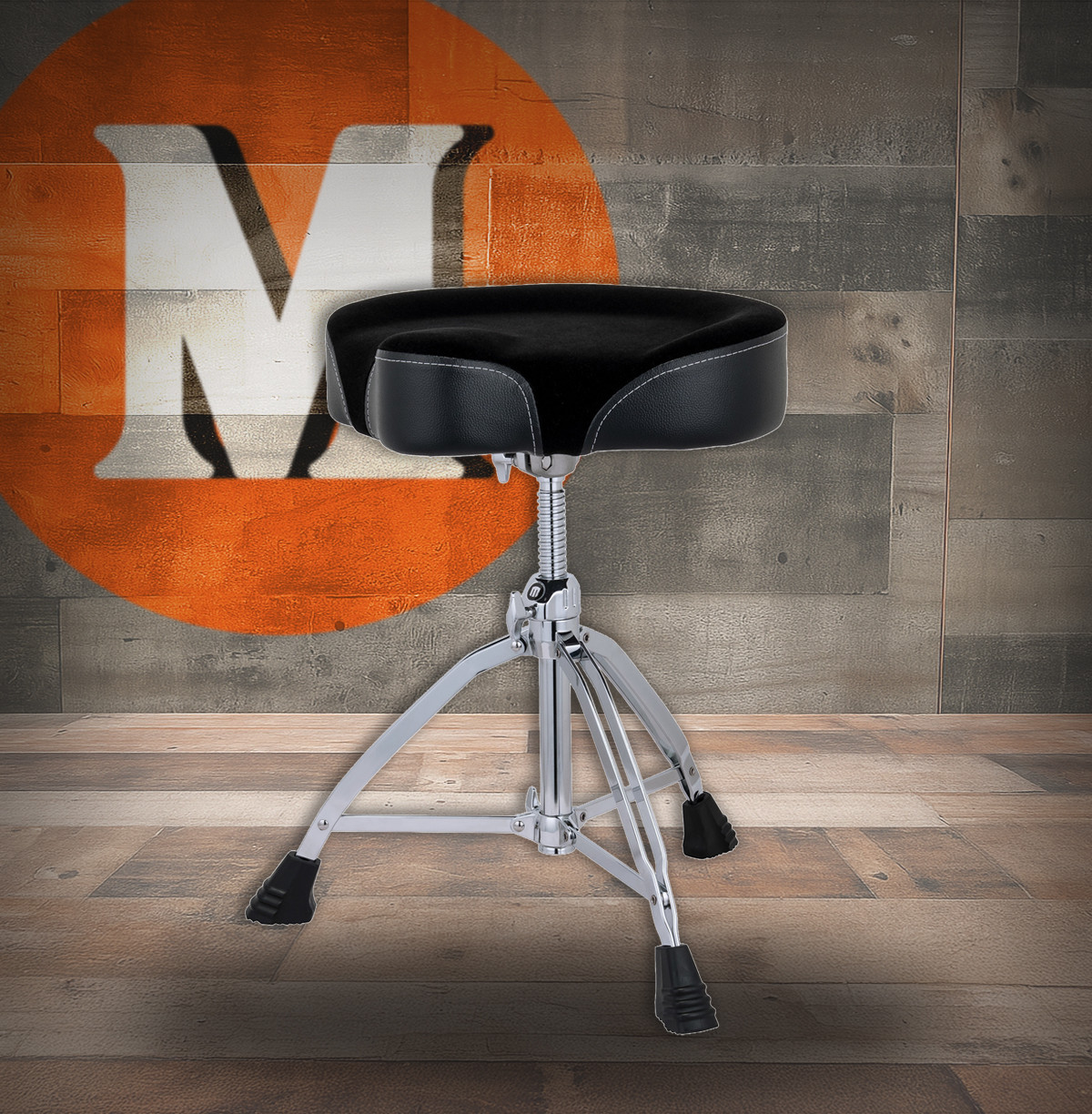 Mapex T865 Double Braced 3-Leg Blk Cloth Saddle Cushion Throne (T865) | Musician Madness