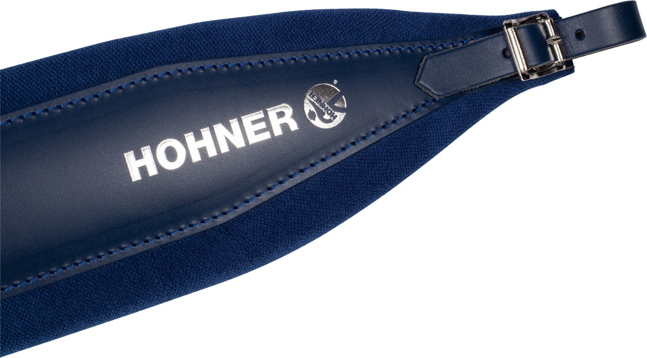 Hohner 44" X 4" Leather & Velvet Accordion Straps X-Large W/ Back Strap (ACC18-BLU/BLU)