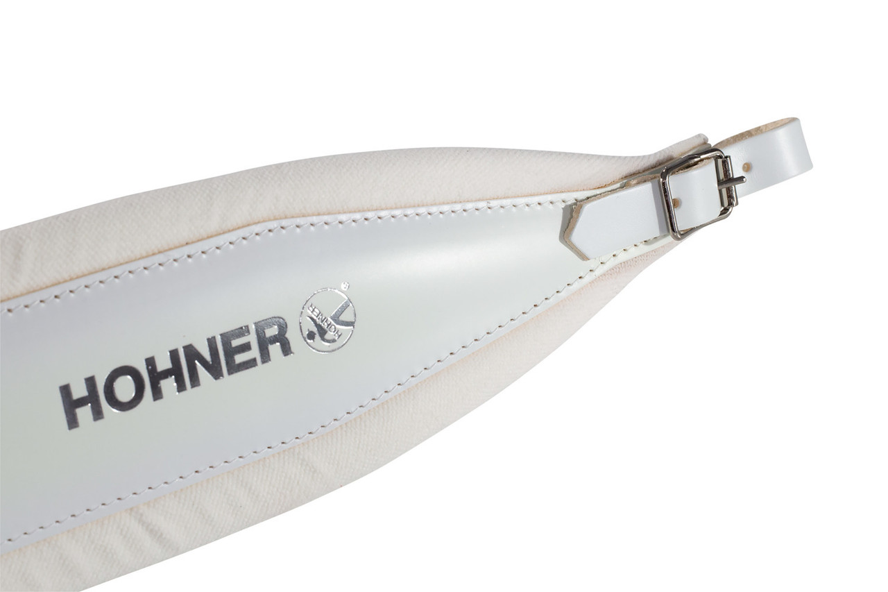 Hohner 44" X 4" Leather & Velvet Accordion Straps X-Large W/ Back Strap (ACC20-WHT/WHT)