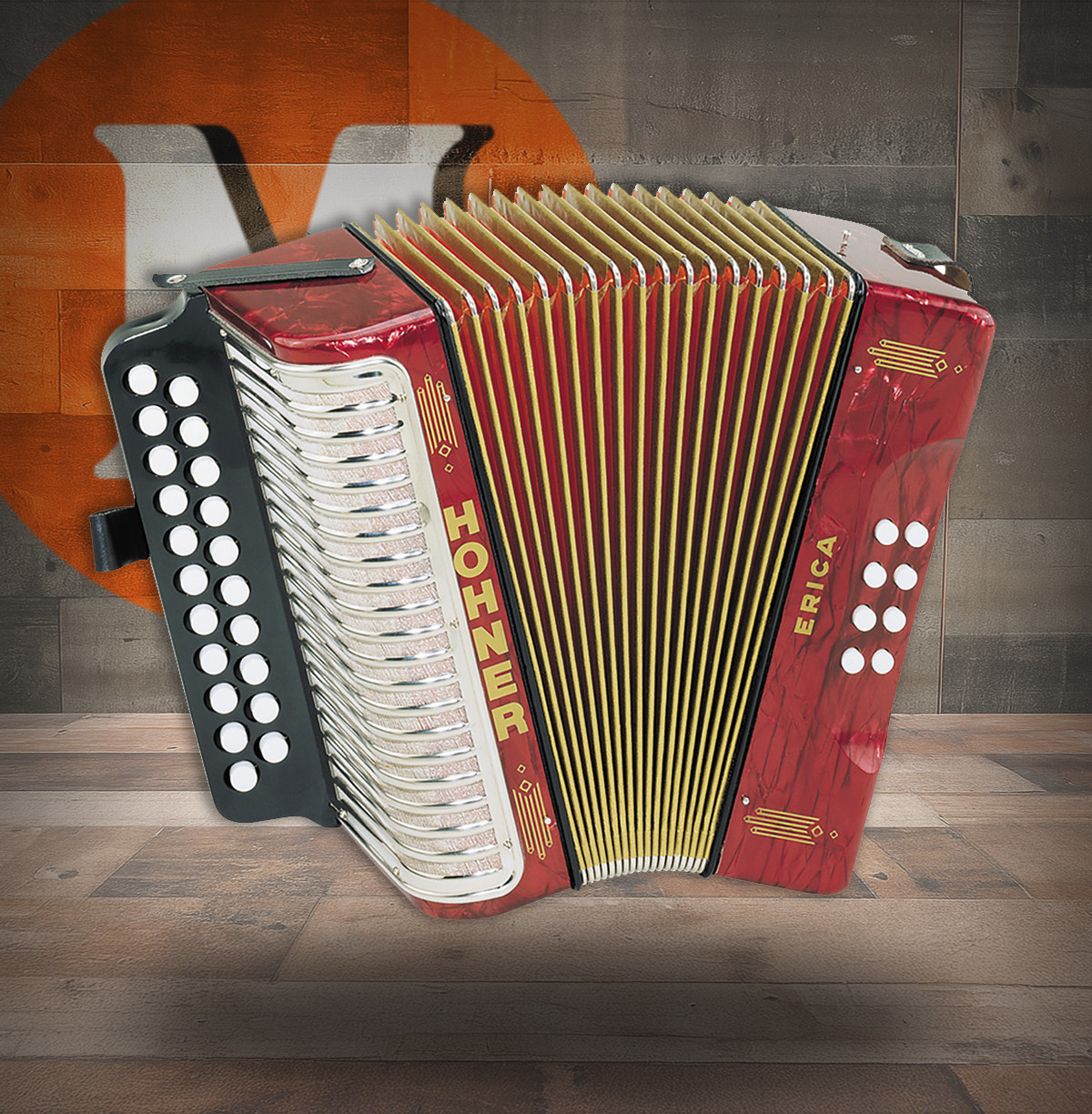 Hohner 1600/2 Erica Two-Row AD - Red (3000AR)