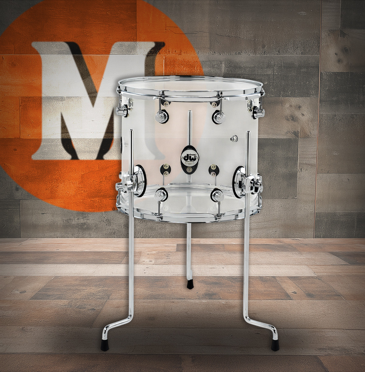 DW Design Series Acrylic Floor Tom 12x14 Clear w/Chrome Hardware (DDAC1214TTCL)