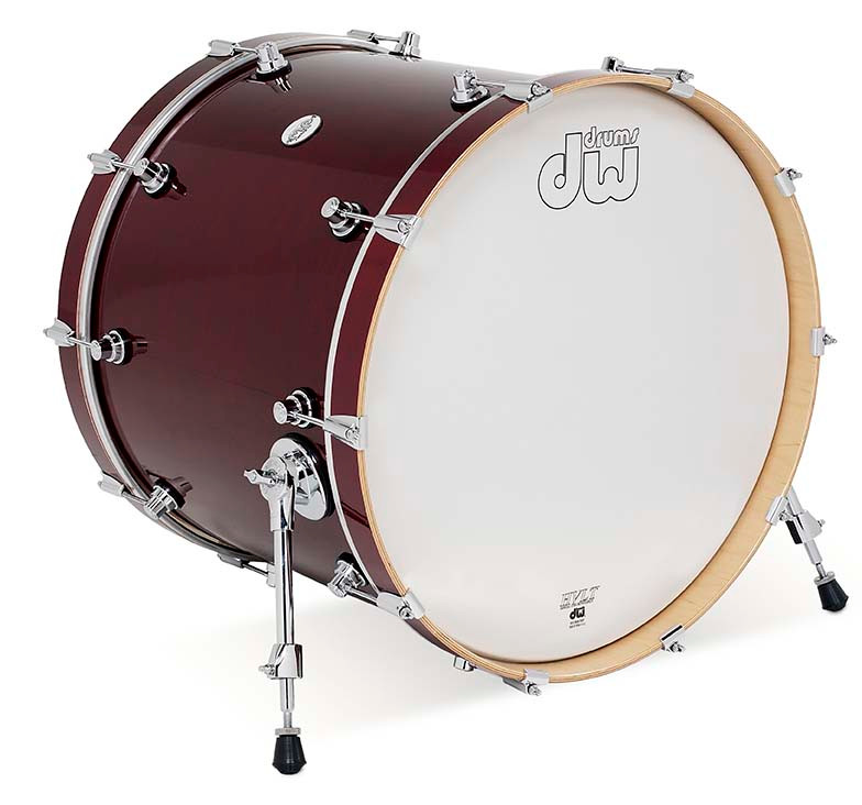 DW Design Series Maple Bass Drum 18x22 - Cherry Stain Gloss Lacquer w/Chrome Hardware (DDLG1822KKCS) | Musician Madness