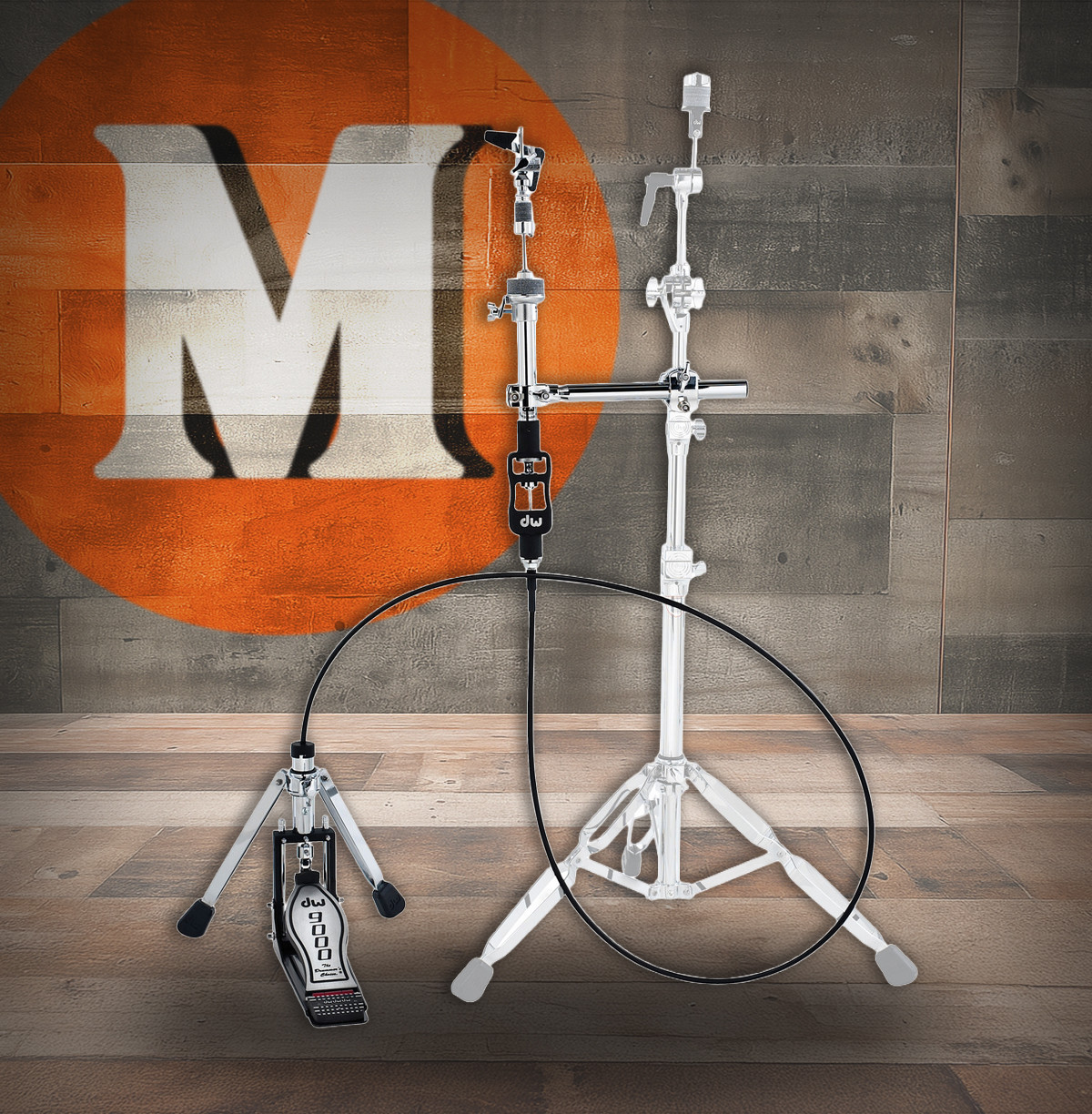 DW 9000 Series Remote Cable Hi-Hat Stand w/ MG-1, MG-2, 505 and Bag - 10ft (DWCP9502LB10) 
