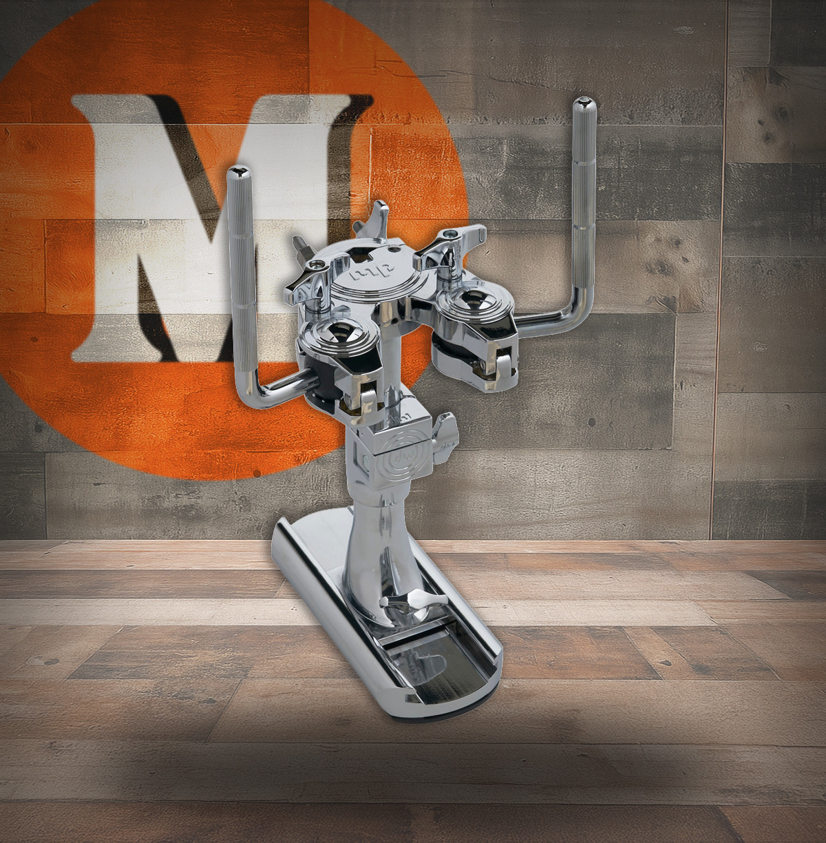 DW Bass Drum Mounted Double Tom Arm w/ Slide Track, Chrome (DWCP9900BD) | Musician Madness