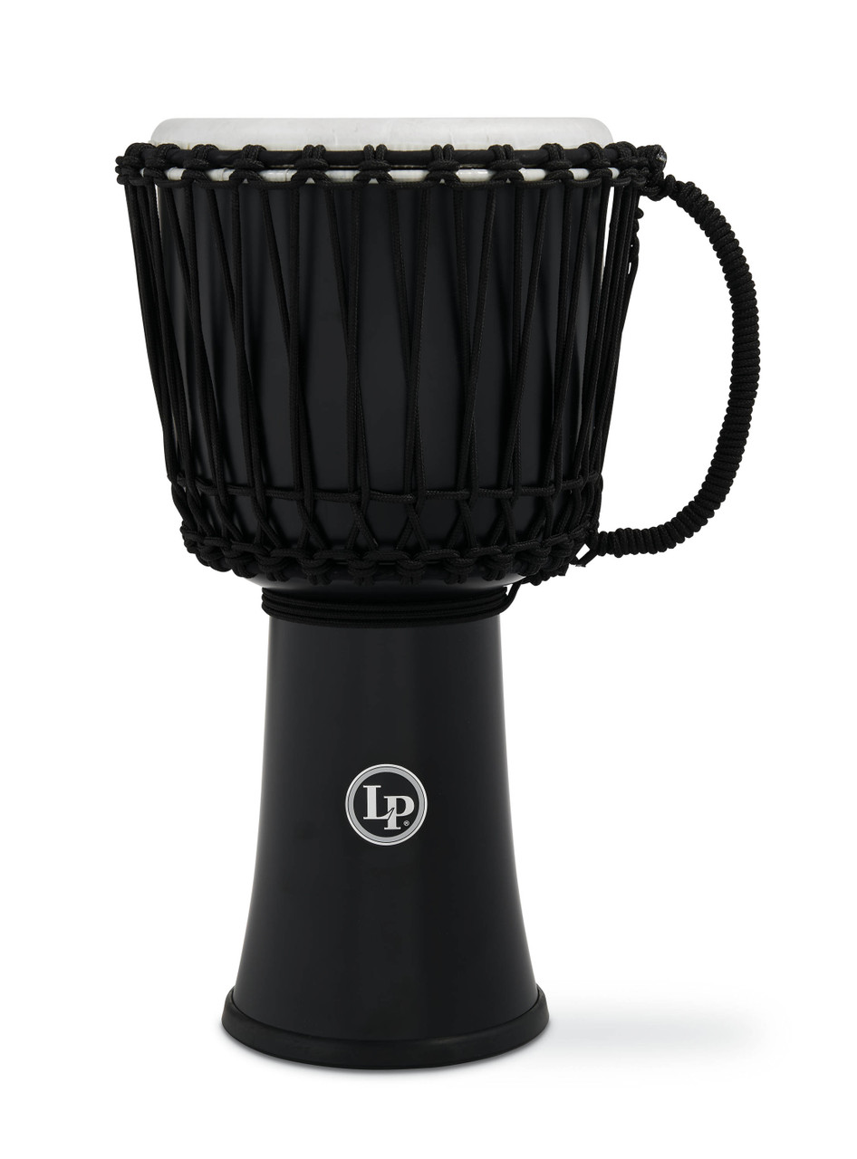 Latin Percussion LP 10-inch Rope Tuned Circle Djembe with Perfect-Pitch head - Black (LP2010-BK) | Musician Madness