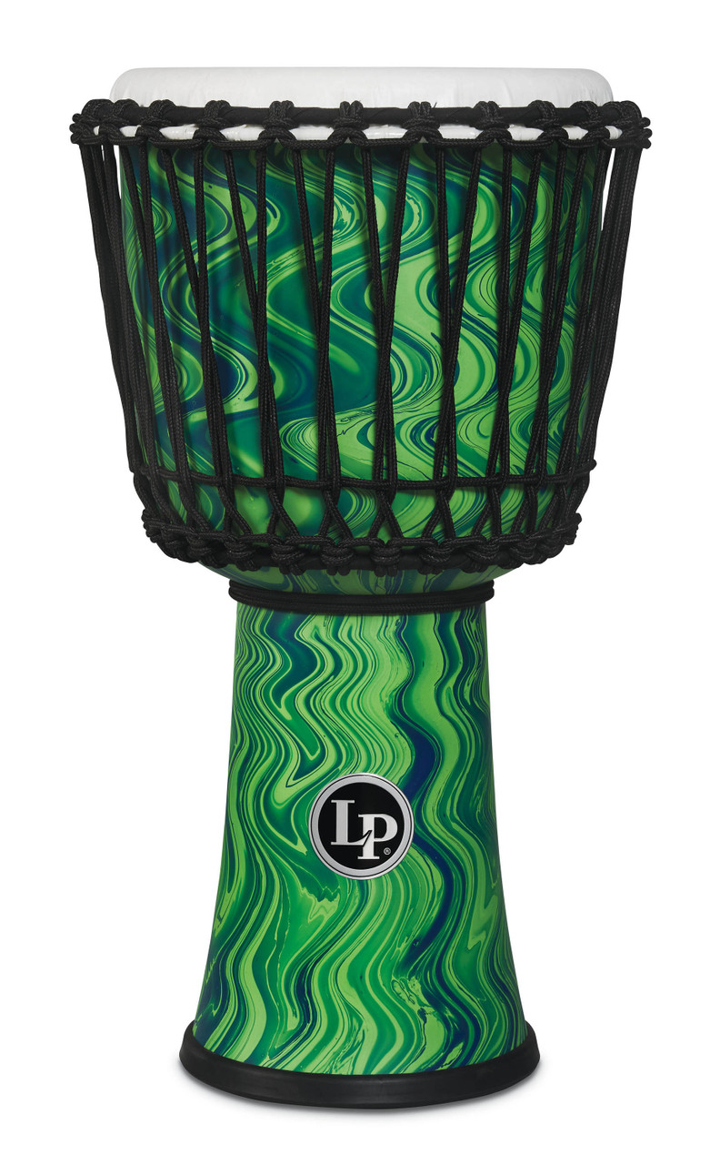 Latin Percussion LP Latin Percussion 10-inch Rope Tuned Circle Djembe with Perfect-Pitch head - Green Marble (LP2010-GM) | Musician Madness
