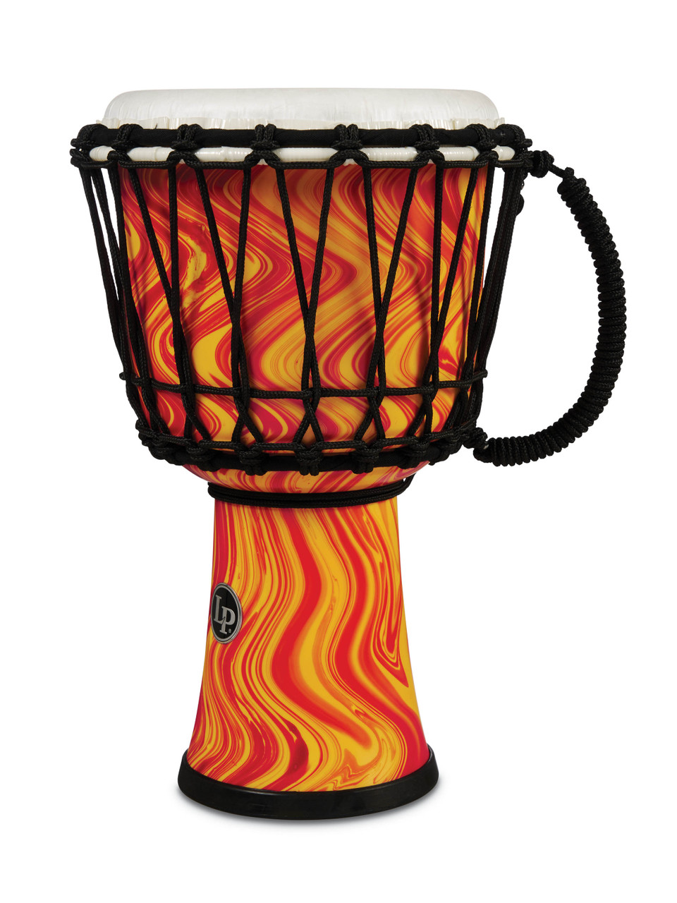 Latin Percussion LP Latin Percussion 10-inch Rope Tuned Circle Djembe with Perfect-Pitch head - Orange Marble (LP2010-OM) | Musician Madness