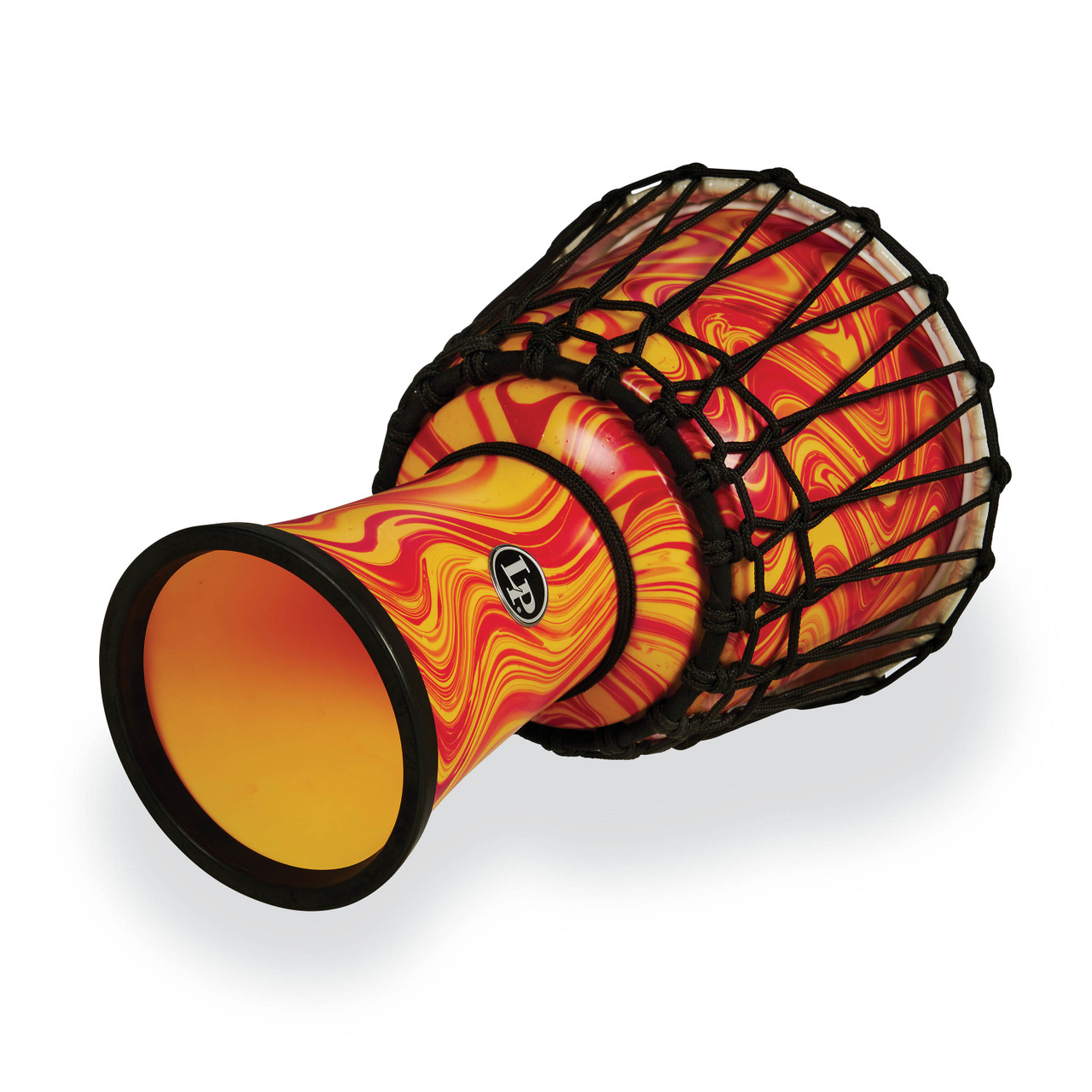 Latin Percussion LP Latin Percussion 10-inch Rope Tuned Circle Djembe with Perfect-Pitch head - Orange Marble (LP2010-OM) | Musician Madness