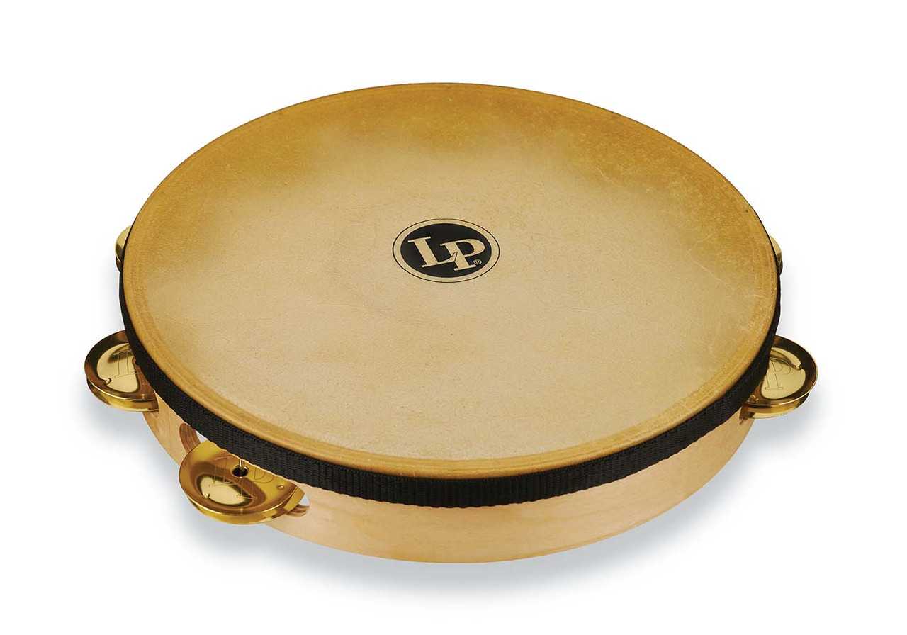 Latin Percussion LP Pro 10 Inch Single Row Headed Tambourine - Brass (LP383-BR)