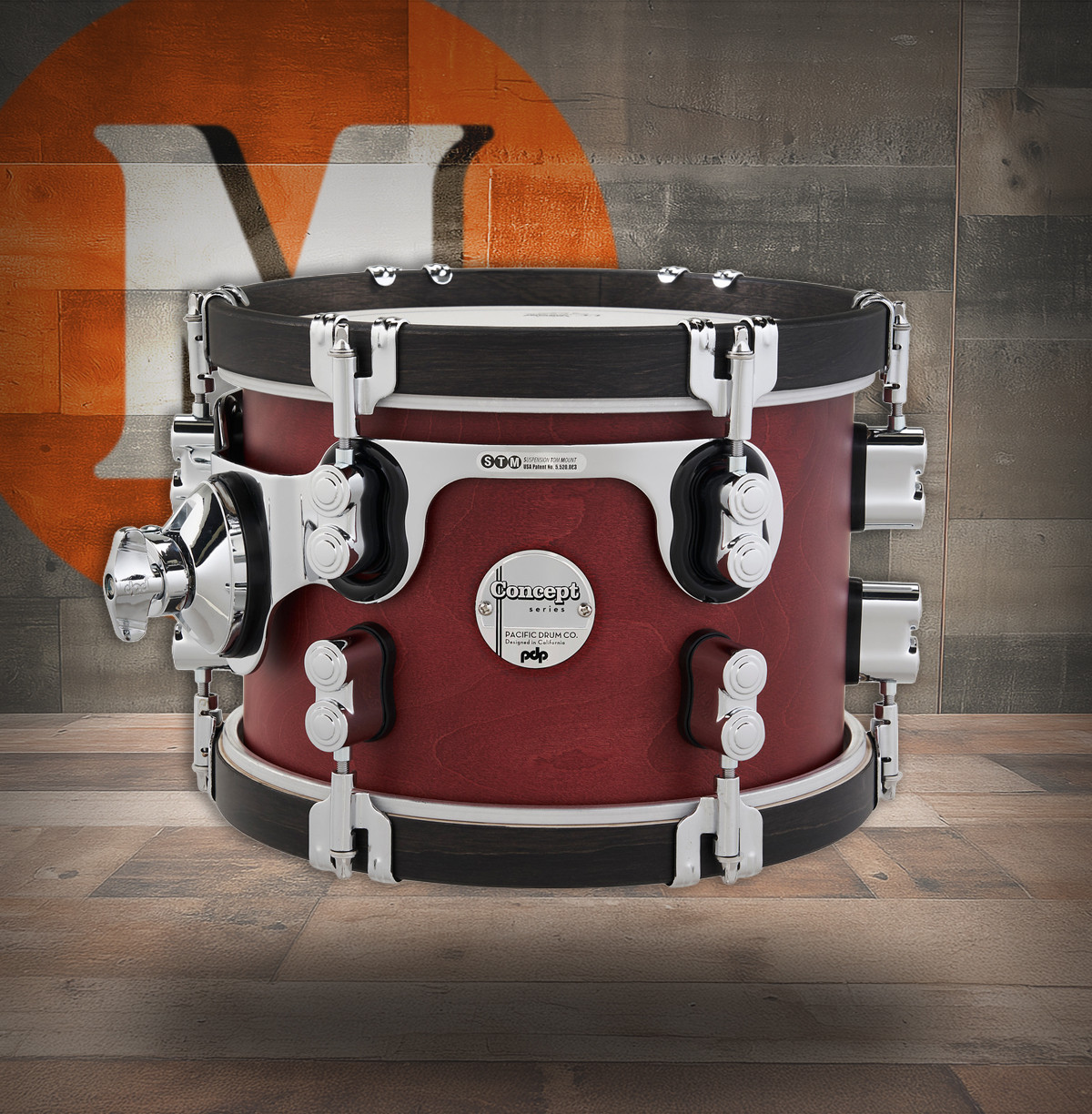 PDP Concept Classic 7x10 Ox Blood Stain Tom with Ebony Stain Hoops (PDCC0710STOE)