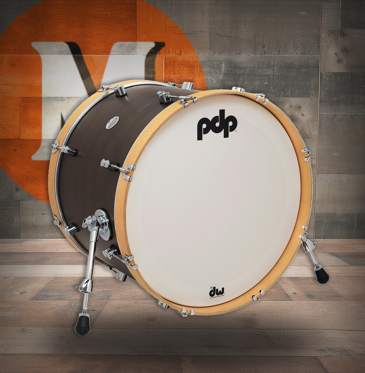PDP Concept Classic 16x22 Walnut Stain Kick Drum with Natural Stain Hoops (PDCC1622KKWN) | Musician Madness