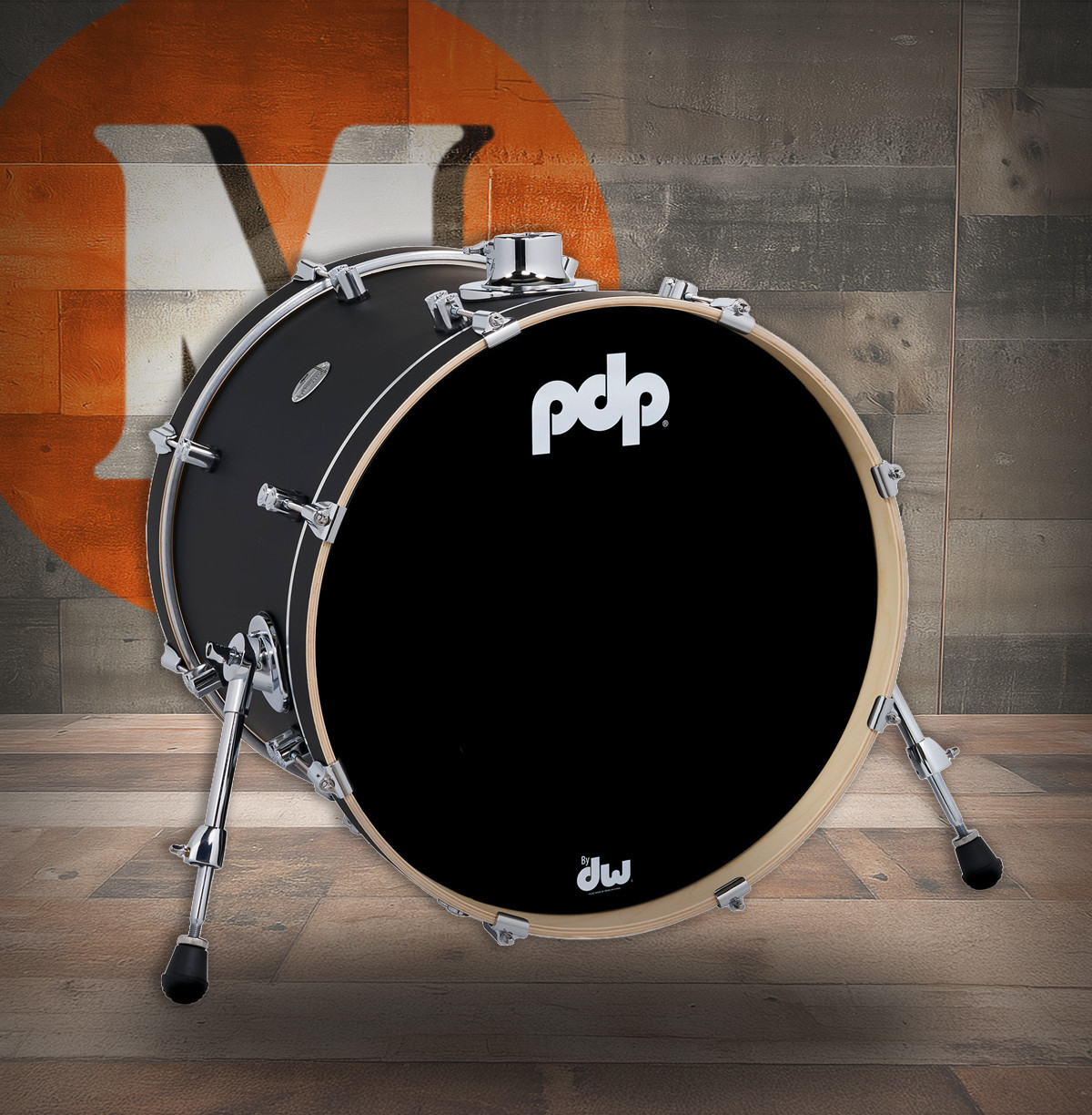 PDP Concept Series Maple Bass Drum 16x20 - Satin Black w/Chrome Hardware (PDCM1620KKBK)