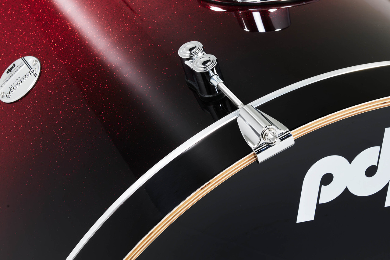 PDP Concept Maple 5-Piece Shell Pack - Red to Black Fade Lacquer w/Chrome Hardware (PDCM2215RB)