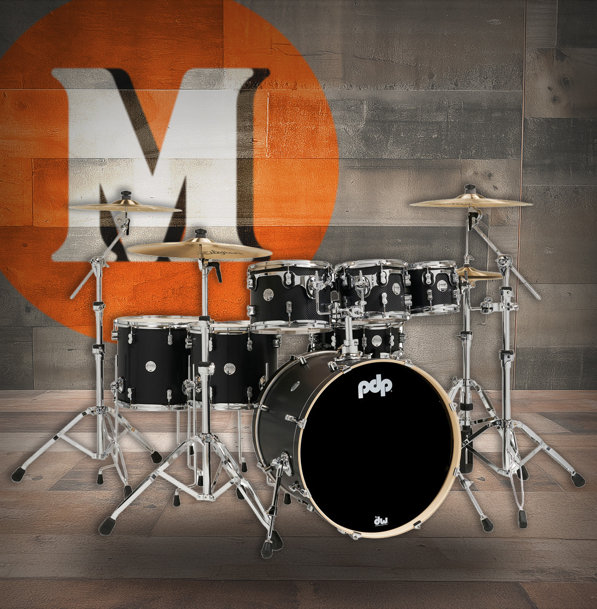 PDP Concept Series 7-Piece Maple Shell Pack - Carbon Fiber Finish Ply w/Chrome Hardware (PDCM2217CF)