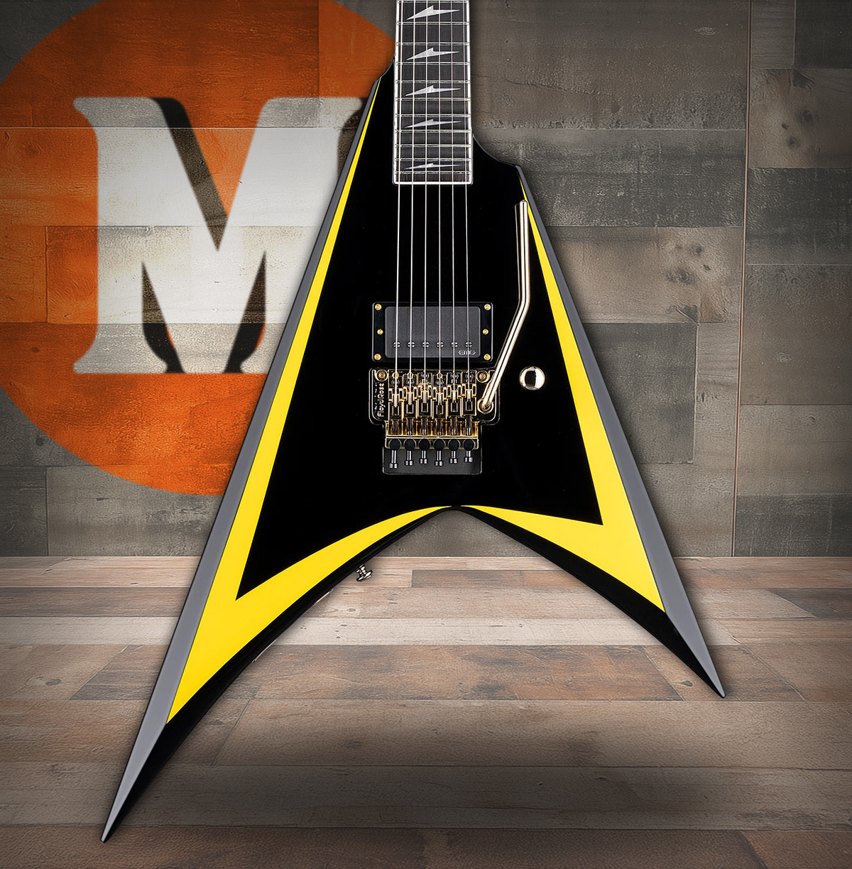 ESP LTD Alexi Laiho Arrowhead 20Th Anniversary - Black w/Yellow Pinstripe (LALEXIARROWHEADSE)