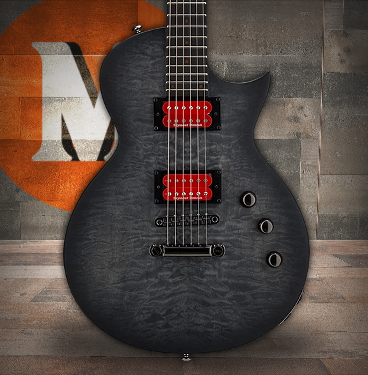 ESP LTD Ben Burnley BB-600 Baritone - See Thru Black Sunburst Satin (LBB600BQMSTBLKSBS)