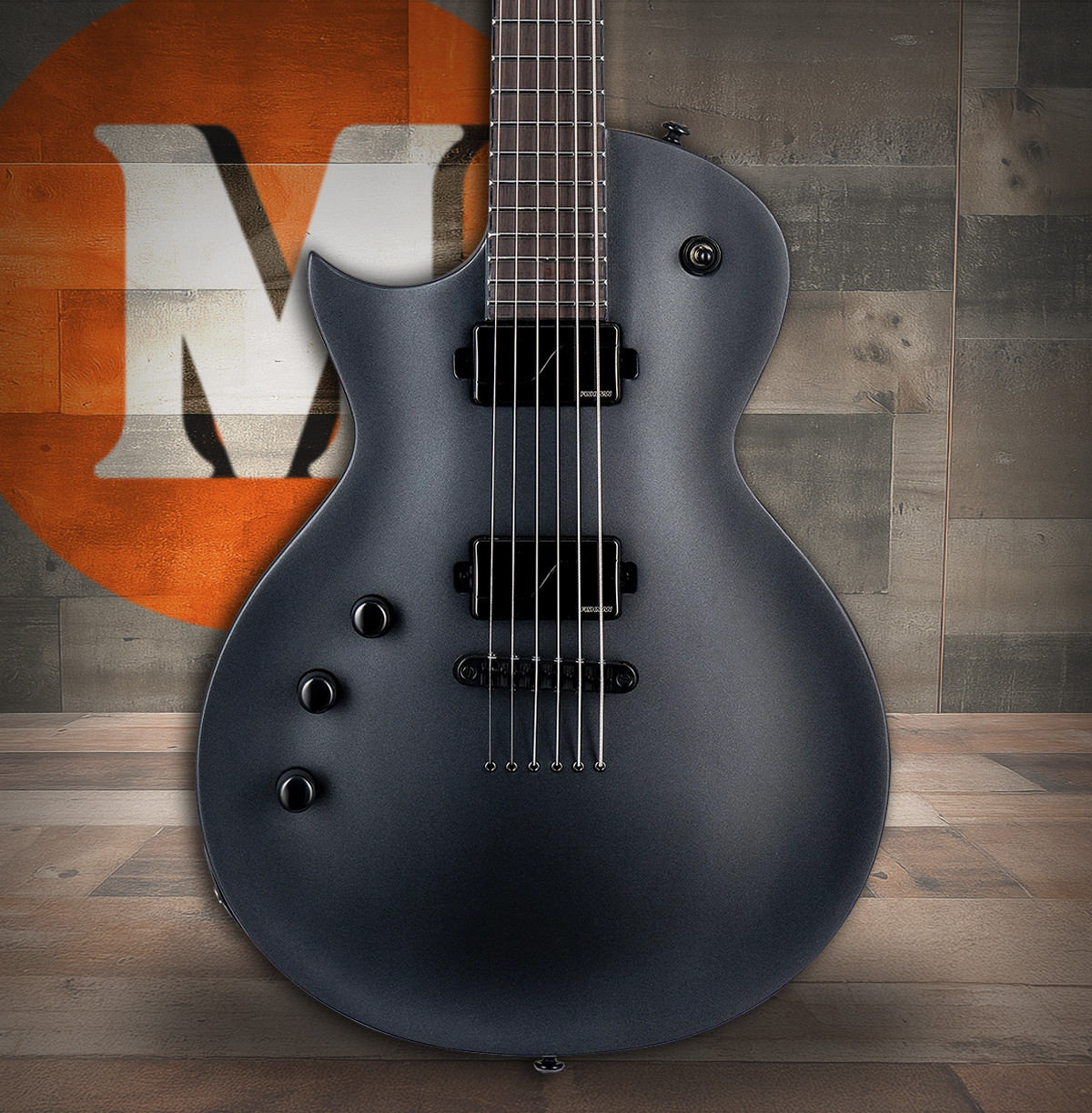ESP LEC1000 Baritone Charcoal - Metallic Satin LH (LEC1000BCHMSLH) | Musician Madness