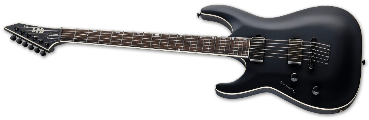 ESP LTD MH-1000 Baritone - Black Satin LH (LMH1000BBLKSLH) | Musician Madness