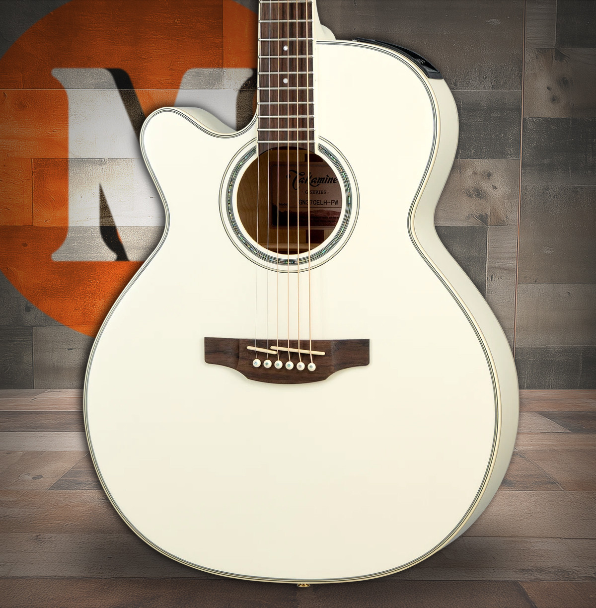 Takamine GN37CE LH - Pearl White w/ Gig Bag (TAKGN37CELHPW) | Musician Madness