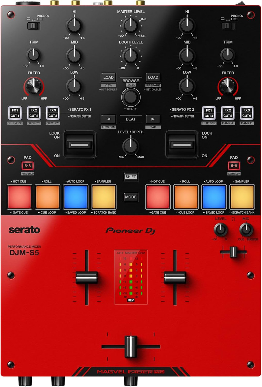 Pioneer DJ DJM-S5 2-channel Mixer for Serato DJ - Red/Black(DJM-S5)