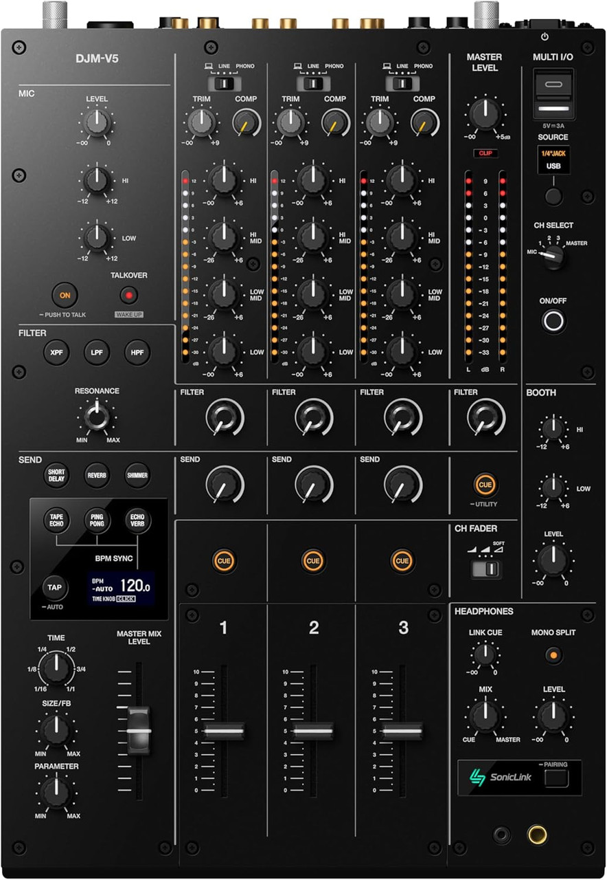 AlphaTheta DJM‑V5 3‑Channel Professional DJ Mixer (DJM-V5)