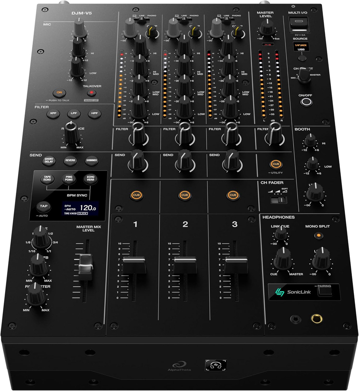 AlphaTheta DJM‑V5 3‑Channel Professional DJ Mixer (DJM-V5)