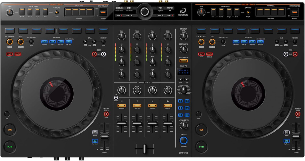 AlphaTheta DDJ-GRV6 4-Channel DJ Controller with Groove Circuit (DDJ-GRV6)