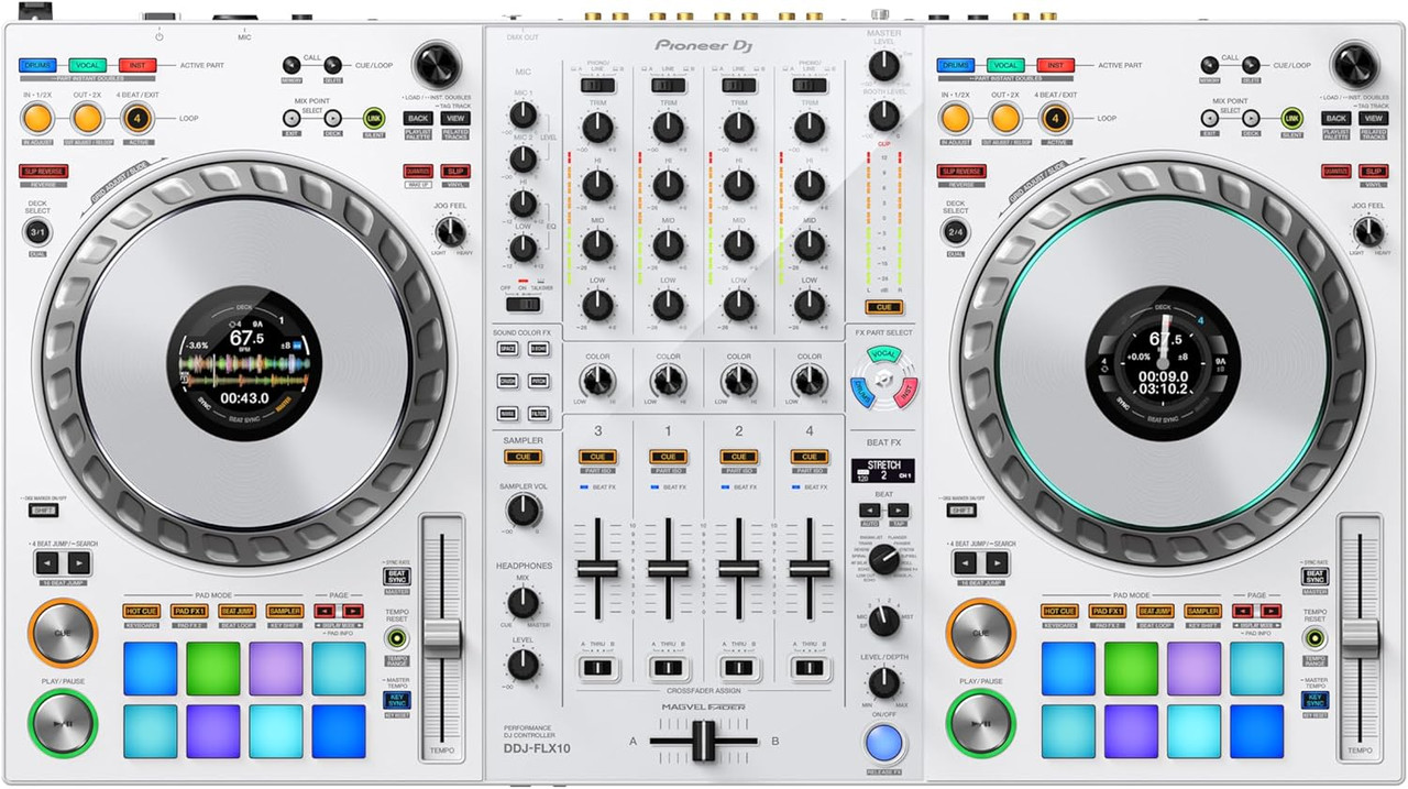 Pioneer DJ DDJ-FLX10 Limited Edition - 4-Channel DJ Controller for Rekordbox & Serato - White (DDJ-FLX10-W)