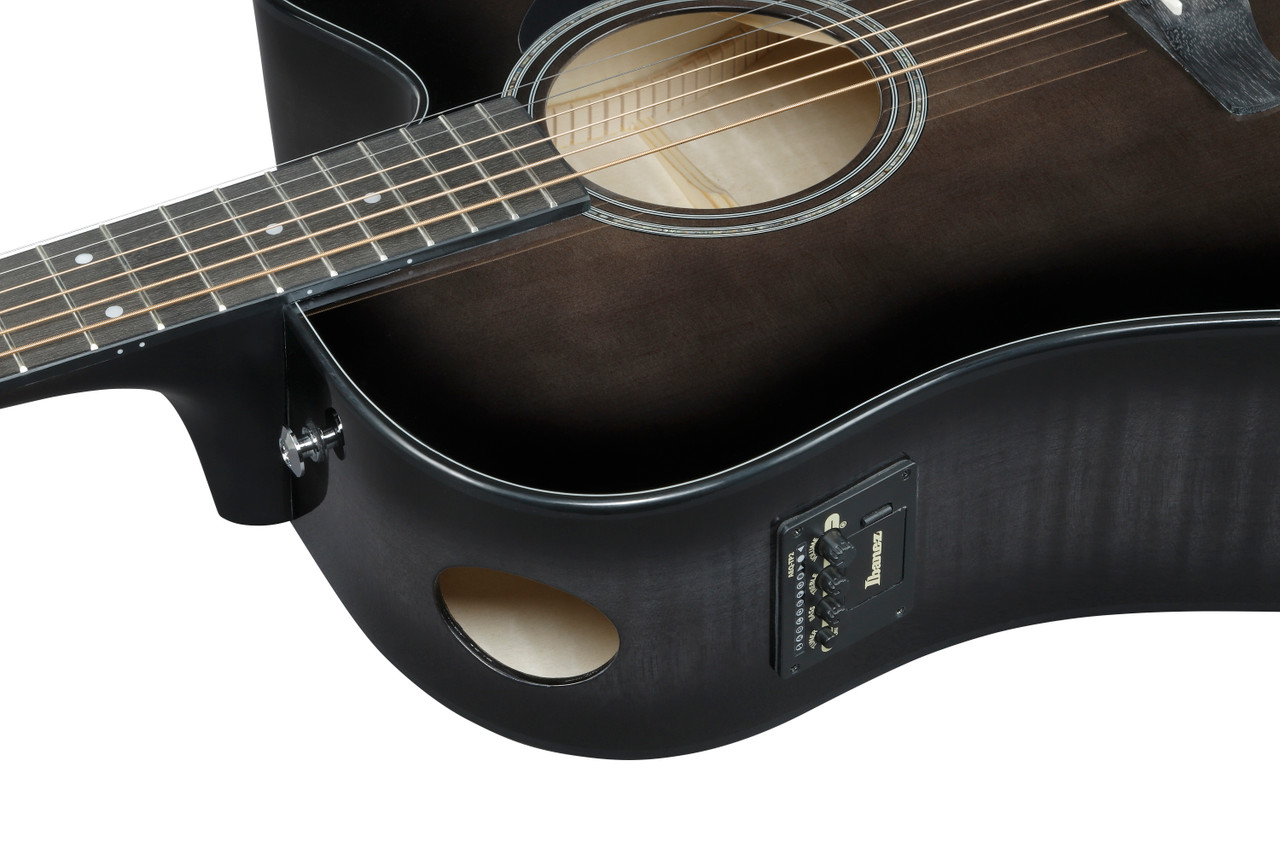 Ibanez AAD77CE Acoustic Electric Guitar - Black Sunburst (AAD77CETKS) | Musician Madness