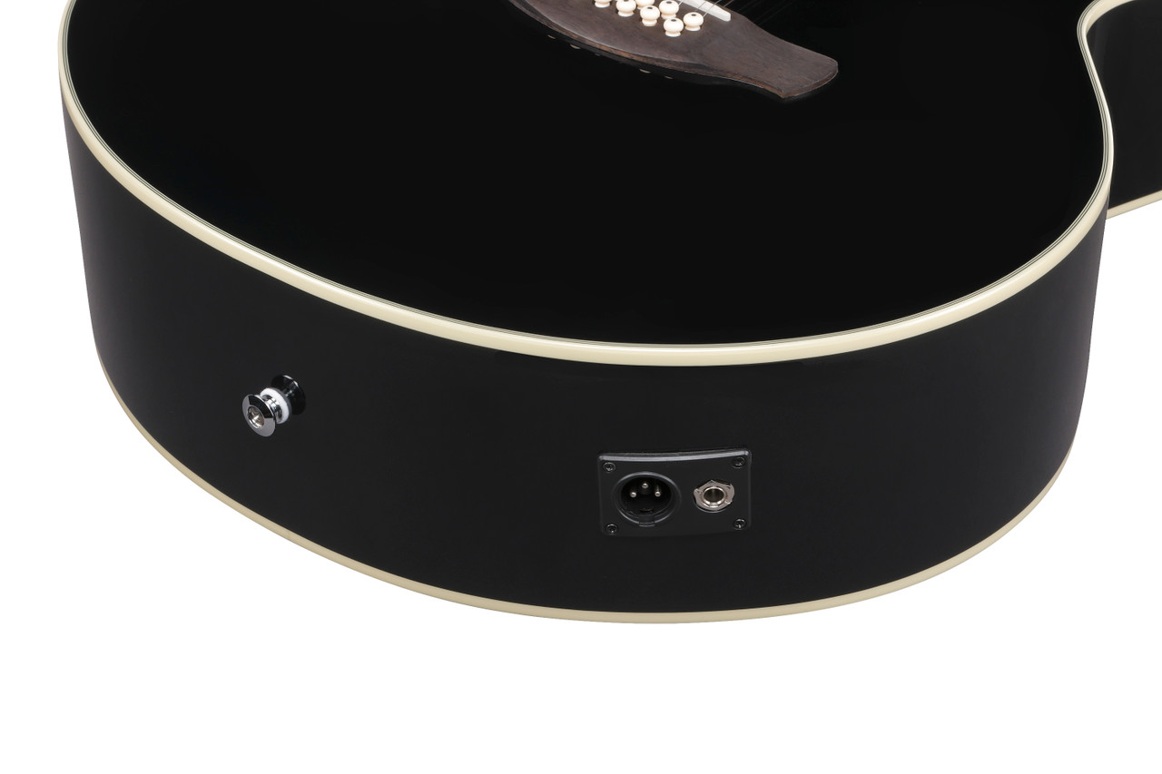 Ibanez AJ7012M1E Artwood Jumbo 12 String Acoustic Electric Guitar - Black (AJ7012M1EBK) | Musician Madness