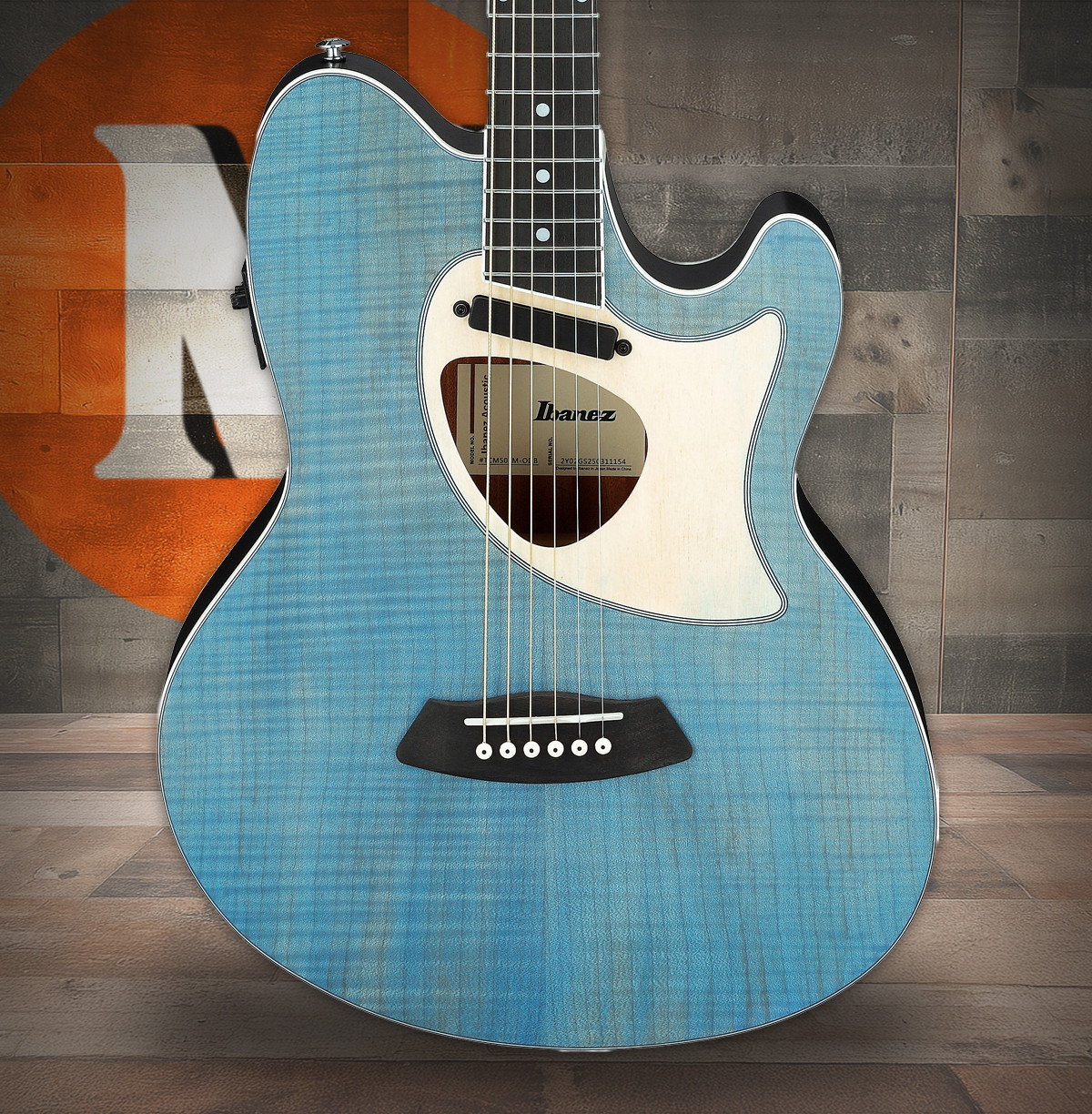 Ibanez TCM50FMODB Talman Open Pore Acoustic Electric Guitar - Blue Denim (TCM50FMODB) | Musician Madness
