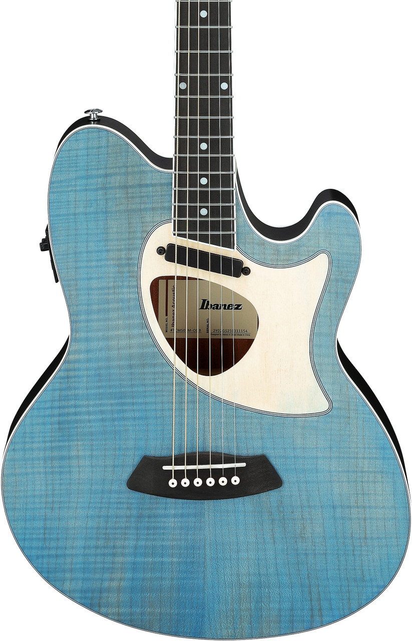Ibanez TCM50FMODB Talman Open Pore Acoustic Electric Guitar - Blue Denim (TCM50FMODB) | Musician Madness