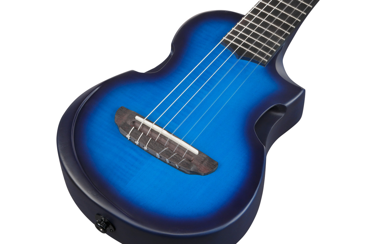 Ibanez AUP10N Nylon-String Piccolo Acoustic Electric Guitar - Transparent Blue Burst (AUP10FMNETBO) | Musician Madness