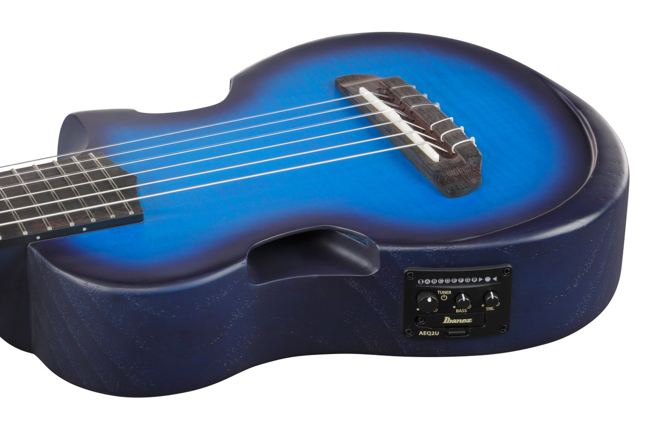 Ibanez AUP10N Nylon-String Piccolo Acoustic Electric Guitar - Transparent Blue Burst (AUP10FMNETBO) | Musician Madness