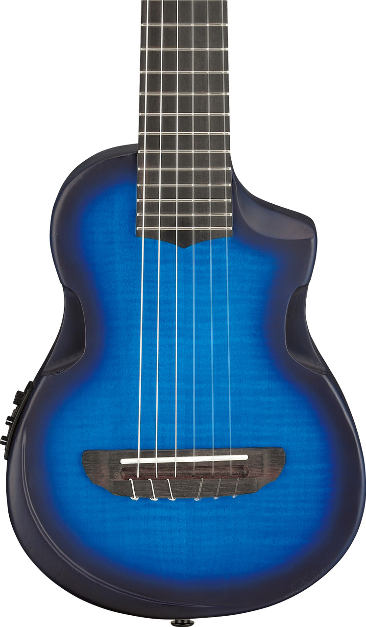 Ibanez AUP10N Nylon-String Piccolo Acoustic Electric Guitar - Transparent Blue Burst (AUP10FMNETBO) | Musician Madness