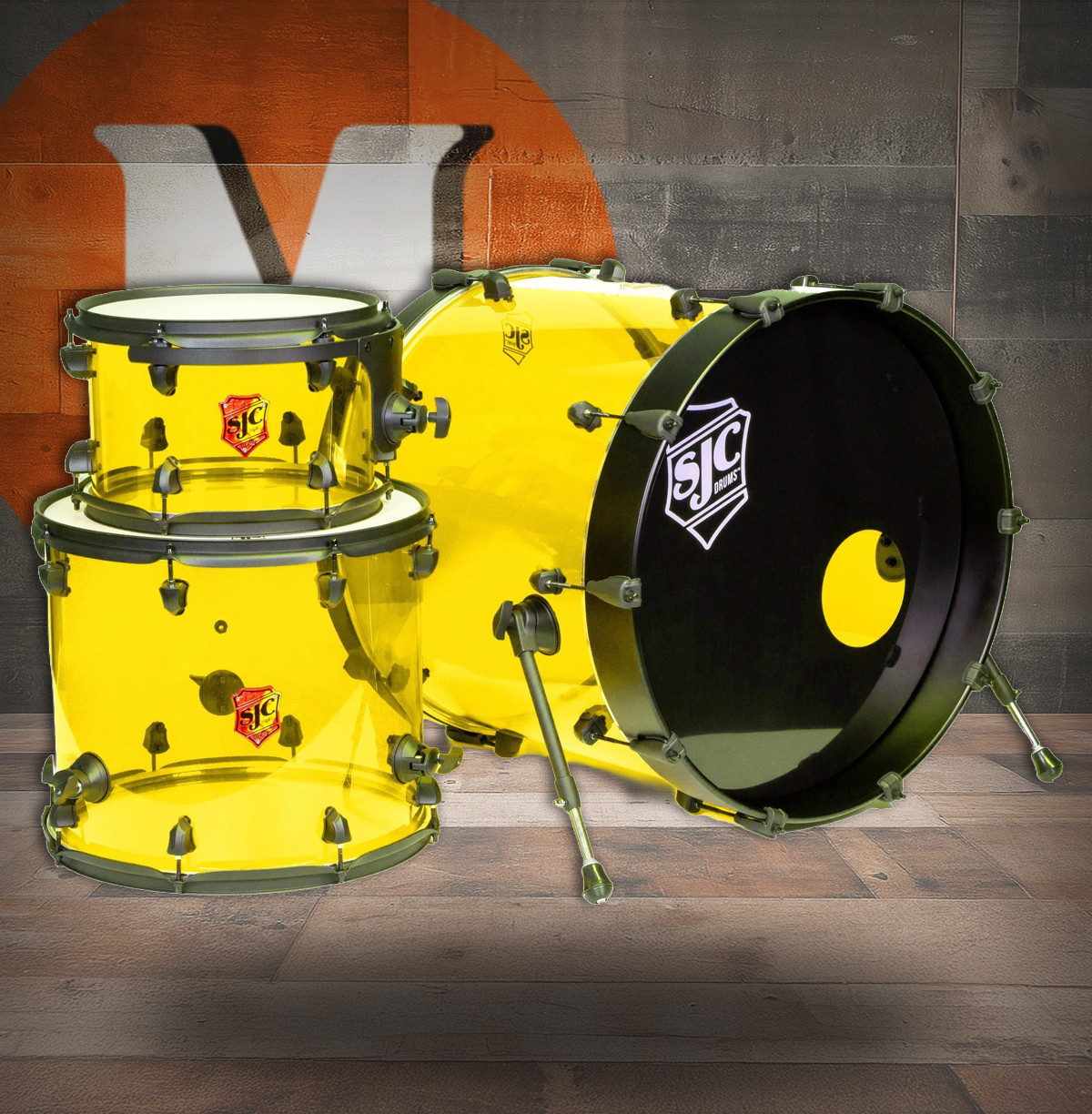 SJC Josh Dun Torch 3-Piece Shell Pack - Yellow Acrylic Shells (JDTK322ASYB) | Musician Madness