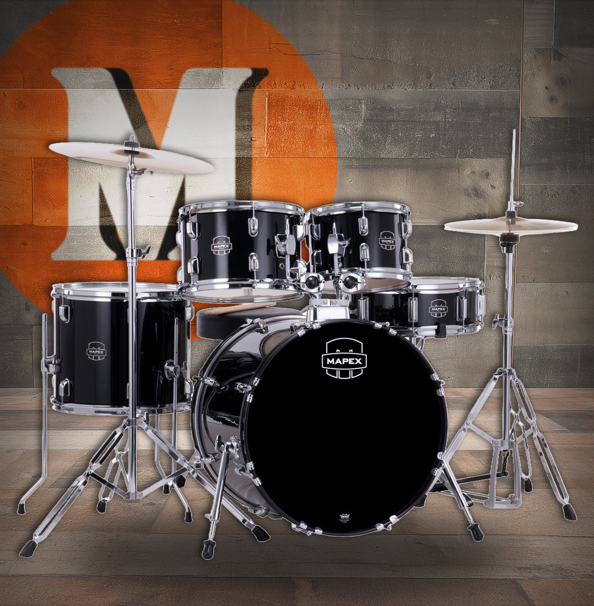 Mapex Comet 5 Piece Complete Setup 20" - Dark Black (CM5044FTCDK)