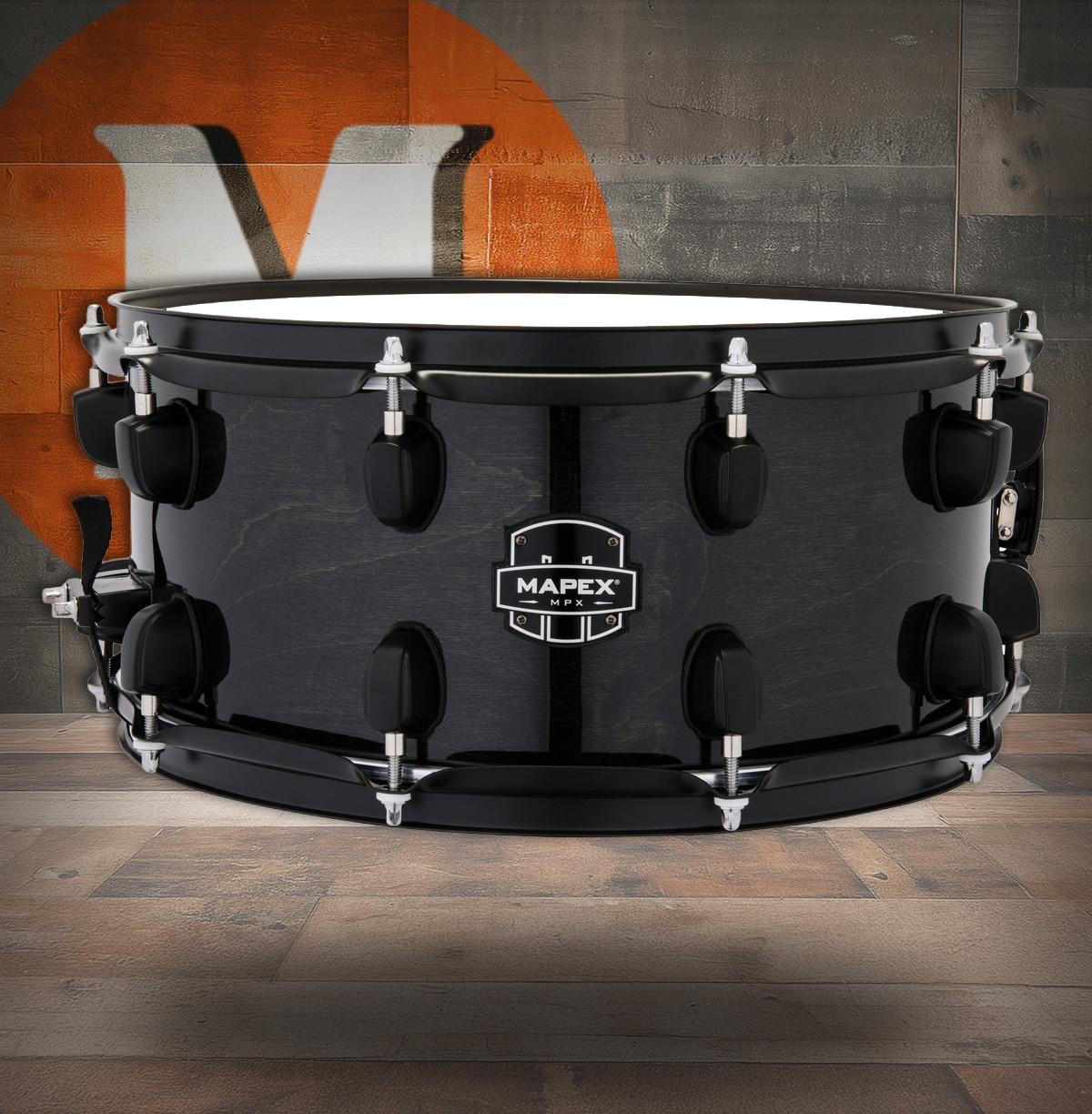 Mapex Mpx 14  In. x6.5 In. Maple/Poplar Hybrid Shell Snare Drum  Trans Midnight Black (MPNMP4650BMB) | Musician Madness