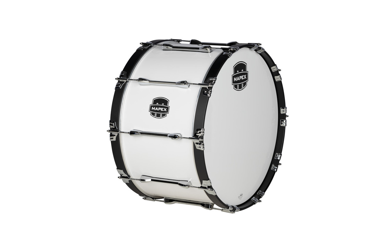Mapex Qualifier 22  In. x14 In. Marching Bass Drum Gloss White (QLB2214CCSW) | Musician Madness