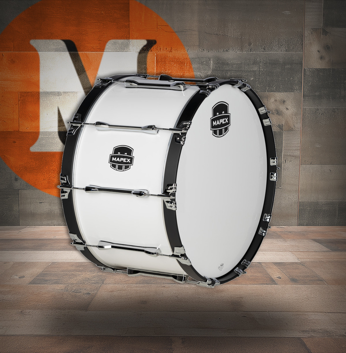Mapex Qualifier 24  In. x14 In. Marching Bass Drum Gloss White (QLB2414CCSW) | Musician Madness