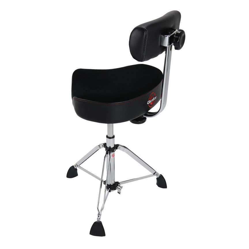 Gibraltar 9000 Series 16 Hydraulic Cordura Saddle Drum Throne with Backrest (9808HMB) | Musician Madness